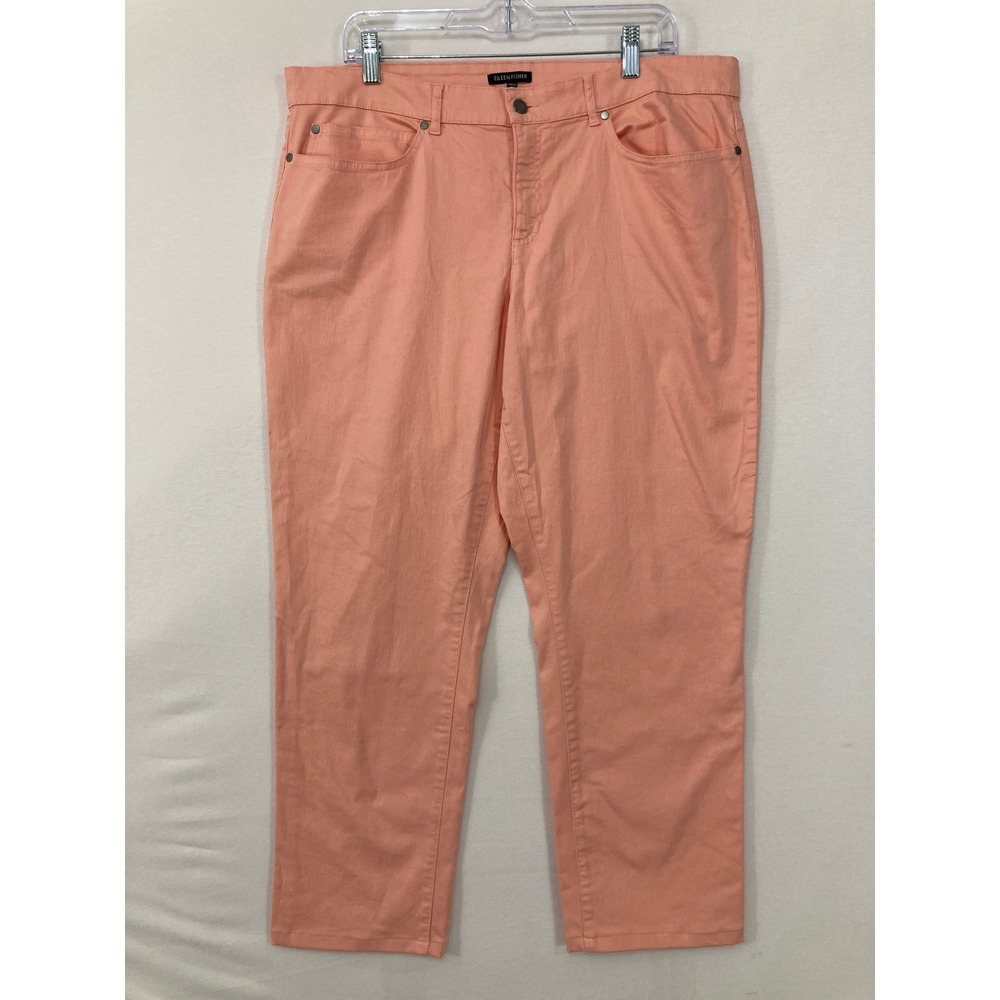 Eileen‎ Fisher Straight Leg Pants size 16 Coral Peach Organic Cotton Stretch